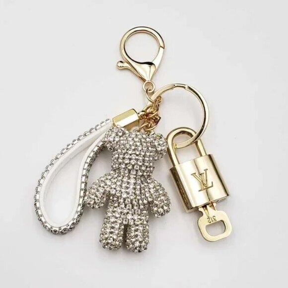 100% Auth Louis Vuitton Lock & Key with unbranded Bagcharm, Keycharm, Keychain - Picture 1 of 8